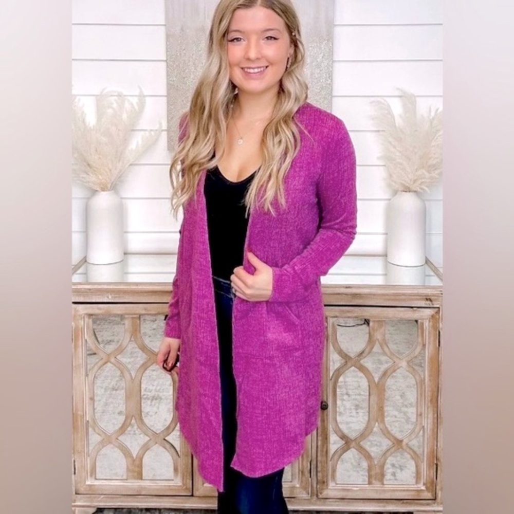 Be Stage Purple Comfy Lightweight Open Cardigan Sweater Women’s Small NWOT